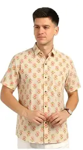 BLOCKS OF INDIA Cotton Hand Block Print Half Sleeves Summer Shirt for Men