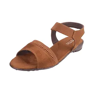 Metro Women's Tan Faux Leather Comfy Peep-toe Fashion Sandals UK/3 EU/36 (33-1413)