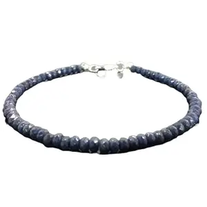 LKBEADS Blue Sapphire Bracelet with Silver Plated Clasp – 3-3.5mm Rondelle Beads – Faceted Cut – 7 inch – Healing, Fashion, Gift, Spiritual, Yoga|LK_STACK_01565