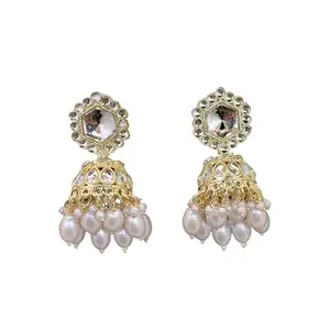 Neeara Fashion Kundan Earrings for Women and Girls | Traditional Gold Plated Long Danglers | Ethnic and Wedding | Party Birthday Gift for Women | Hanging Beads | Anniversary Gift for Wife