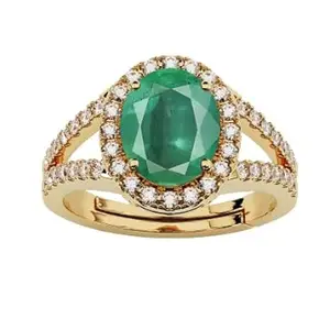 LMDPRAJAPATIS 4.25 Ratti 3.50 Carat Natural And Certified Emerald Stone Cubic Zirconia Adjustable Ring Oval Cut Gift for Womens And Girls