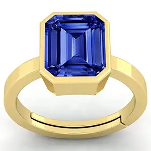 Parineeta Gems Gemstone Ratna Blue Sapphire Neelam Gemstone Gold plated Ring for Women and Men (4.25 ratti to 5.25 ratti) By Lab Certified