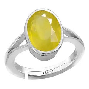 Clara Yellow Sapphire Pukhraj 8.3cts or 9.25ratti stone Silver Adjustable Ring for Men