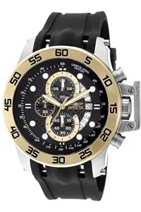 Invicta Rubber I-Force Chronograph Black Dial Analog Watch for Men - 19253, Black Band