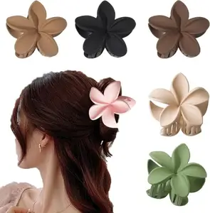 RHOSYN HAIR ACCESSORIES Flower Hair Claw Clips Matte Stronger & More Durable Non Slip Secure Grip Claw Clip Perfect Fashion Styling for Women & Girs (Pack of 5)(Any Colors)
