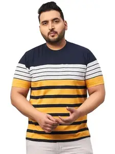 AUSTIVO Men Striper Colourblock Round Neck T-Shirt-189A_4XL