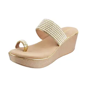 Mochi Womens Synthetic Gold Slip Ons (Size (5 UK (38 EU))