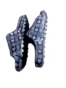 Stylish White Slides with Black Graphic Pattern (Black, UK Footwear Size System, Adult, Men, Numeric, Medium, 9)