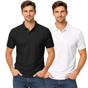 DIAZ Men’s Half Sleeve Polo T-Shirt | Half Sleeves Polo Neck T Shirt for Men | Half Sleeve Polo Tshirt | Regular Fit Solid Casual Wear Office Wear T-Shirt-Pack of 2