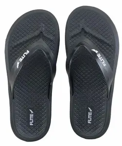 FLITE Comfortable Daily Use Slippers for Women & Girls | Soft & Lightweight | Anti-Skid Sole | Indoor & Outdoor Flip-Flops (Black, UK Footwear Size System, Adult, Women, Numeric, Medium, 5)
