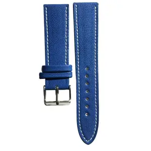 22mm Blue Leather Watch Band, Genuine Leather Replacement Wrist Strap Watch & Smart Watch for All 22mm