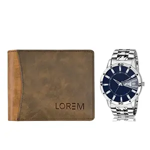LOREM Combo of Men Watch & Artificial Leather Wallet-FZ-WL26-LR102
