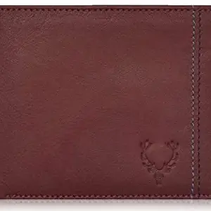 Allen Solly Bi Fold Slim & Light Weight Genuine Leather Men's Stylish Casual Wallet Purse with Card Holder Compartment (Maroon)