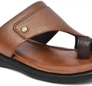Casual Men's Leather Sandals – Stylish, Comfortable Sandals for Men (Tan, 9) (5963)