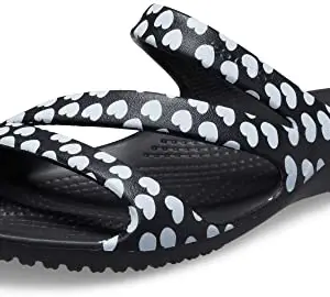 crocs womens Kadee II Heart Print Sandal Black/White Sandal - 9 UK (W11) (207577-066)