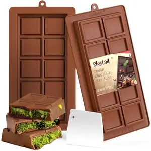 Skytail Silicone Rectangular Chocolate Bar Mould with Scraper, Multicoloured, 25 x 13.5 x 2cm, 675ml, BPA-Free, Freezer, Oven, Microwave & Dishwasher Safe