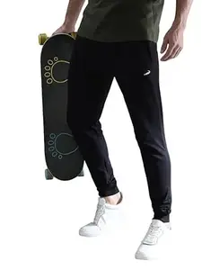 CROCODILE Men Solid Ankle Length Joggers | French Terry Cotton | Drawstring Waist | 3 Pockets