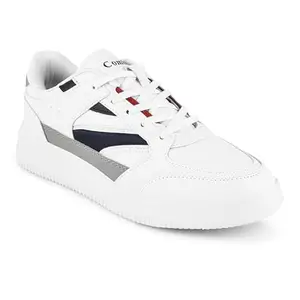 COMBIT Crysta-1 Men's Casuals Training & Gym Shoes | Lace Up Shoes (White & Navy Blue) - 8UK