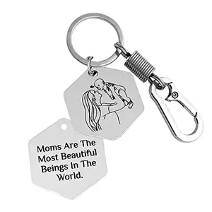 BAMALI Customize 1.5mm Thick Long Life Black Laser Engraved Keychain for Mother’s Day Birthday Gifts for Sister Daughter Special Mom Bhabhi Aunt Sister Lovers (Hexagon Shape Measuring 36X40 MM)