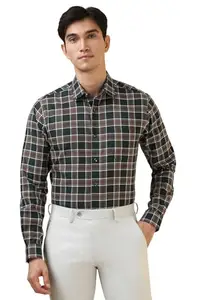 Allen Solly Men's Checkered Slim Fit Shirt (ASSFESPPQ44988_Green