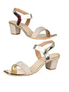 WalkTrendy Womens Synthetic Gold Sandals With Heels - 4 UK (Wtwhs636_Gold_37)