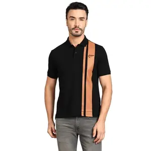 Royal Enfield Vertical Pinstripe Polo OFW 1.17 m 2XL | Material: 95 COTT 5% Lycra | Fabric: Pique | Type: Polo | Style : Vertical Pinstripe | Gender: Men's Black