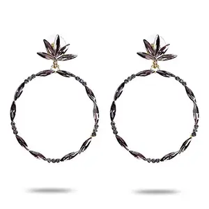 YouBella Jewellery Earings Round Crystal Earrings for Girls and Women (Purple)