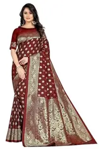 Shasmi Women's Banarasi Saree Pure Kanjivaram Silk Saree Soft new ladies 2026 Design Wear Pattu Sarees Latest Cotton Party Sari collections With Blouse Piece for Wedding sadi (PARI S-1)