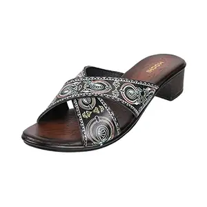 Mochi Womens Leather Black Fashion Sandal Slip Ons (Size (4 Uk (37 Eu))