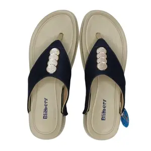 Women's Beautiful Design Anti Skid Lightweight EVA Sole Fashion Slipper (Blue-5)