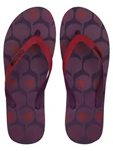CHUPPS Men's/Boys Natural Rubber Flip Flops Slippers, Indian Impressions Designs, Comfortable & Ultra-Light, Dual Colored Straps, Non-Slip & Long Lasting Digital Prints - Winter Maroon(6UK)