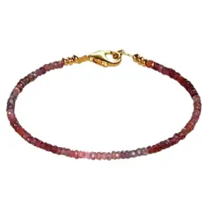 LKBEADS Gold Plated Bracelet with Multicolor Faceted Multi Spinel Beads – Rondelle 2-2.5mm – 7 inch Adjustable – For Men & Women|LK_STACK_04979