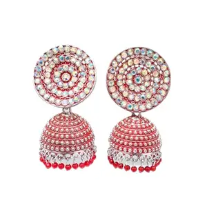 Jewellery Street Traditional Red Rajkot Jhumka Earrings for Women and Girls