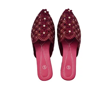 Anusree Kayal Women's Pink Leather Cut Ballerina Flat Shoe_8