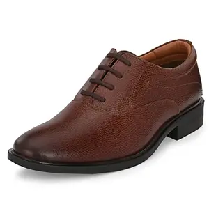 Auserio Men's Oxford Full Grain Leather Derby Lace Up Formal Shoes | Anti Skid Sole & Waxed Laces | Memory Foam Padded Insole | Shoes for Office & Parties | Tan 7 UK (SSE 039)