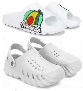 Pampy Angel Combo Pack of 2 Slipper/Flip Flops/Slides/Clogs/Sandals with Adjustable Back Strap for Men,(Y-To-Avcdo-White,Cl-200-White),6 (UK/India)