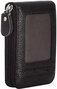 Stealodeal Black RFID Protected Leather ATM/Credit/Debit 9 Cards Slots & 2 Cash Slots &1 ID Slots Men/Women Card Holder (Smar Wallet)