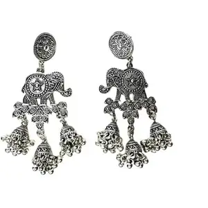 MASAKALI & COMPANY Elephant oxidised crafted jewellery earrings