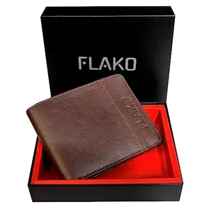 FLAKO Leather Wallet Dark Brown for Men I Extremely Strong Stitching I 3 Card Slots I 2 Currency & 2 Secret Compartments I 1 Coin Pocket