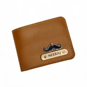 NAVYA ROYAL ART Leather Customized Purse Wallet with Name & Charm for Men & Boys || Unique Birthday/Anniversary/Valentine's Gift for Men - Tan Wallet