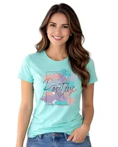 Accmetees Mind Positive Printed T Shirt for Women | Cotton Round Neck Graphic Tee | Aesthetic Motivational Quote Tshirt Women | Casual Stylish Womens T Shirt
