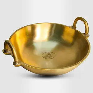 ZILPIN Bronze Kadhai 8 Inch Non-Stick Deep Fry Pan - Traditional Kansa Utensil for Indian Cooking and Serving