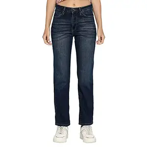 Spykar Mid Rise Lycra Straight Fit Women's Jeans (Dark Blue, Size_30)