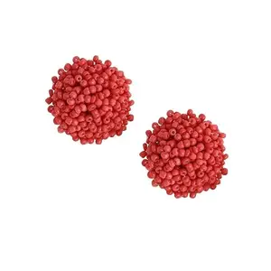 SOHI Women's The Cluster Stud Earrings For Casual Wear | Strawberry Pink Colour | Alloy Material | Push Back Closure | Artificial Bead Earrings | Fashion Stud Earrings For Women & Girls