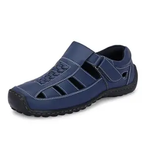 Centrino Men's Fisherman Sandals | Cushioned Insole & Hook & Loop Straps | Trendy Sporty Design with Premium Upper | Closed-Toe Sandals for Travel & Walking 6619-6_Blue_10