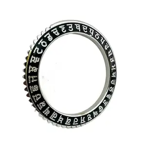 Unisex Stainless Steel Waheguru Khanda Sikh Kada, Sarbloh Sharp Teeth Design, Metal Wrist Cuff,(2X12) (Punjabi Script Black) - 17
