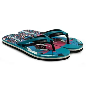 Action Flip Flops Slippers For Women (Sea.Green-White-Black-4)