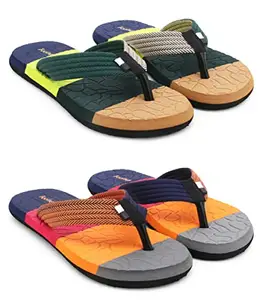 SOSU EVA Ultra Lightweighted and Comfortable All Seasons Outdoor Slippers for Men (Multicolor47, 7) (Pack of 2 Pairs)