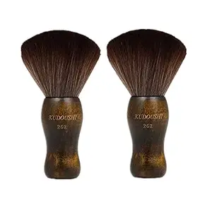 TruuMe Anself 2pcs Neck Duster Brush, Natural Fiber Wooden Handle Cutting Kits Salon Hair Removal Brush Broken Hairbrush