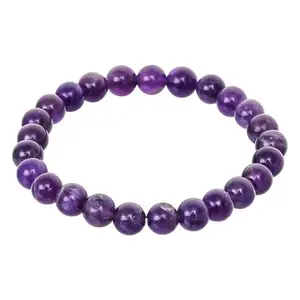 A.K GLOBAL COMMERCE HUB Amethyst Plain Bracelet for Women Men's Gifts - Protection Healing Crystal Bracelet - 8mm Gemstone Beaded Adjustable